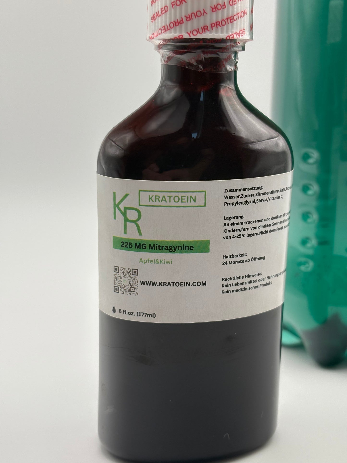 Apfel & Kiwi Kratoein-Sirup Etikett links