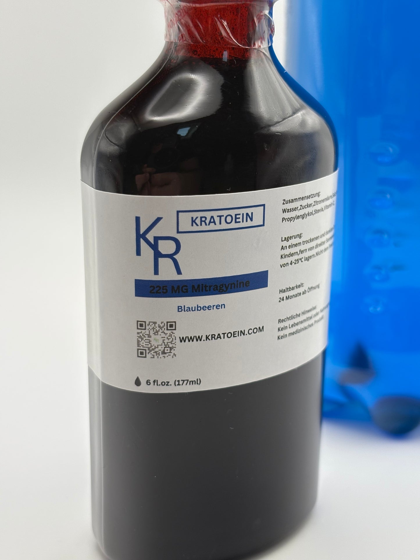 Blaubeer Kratoein-Sirup Etikett links