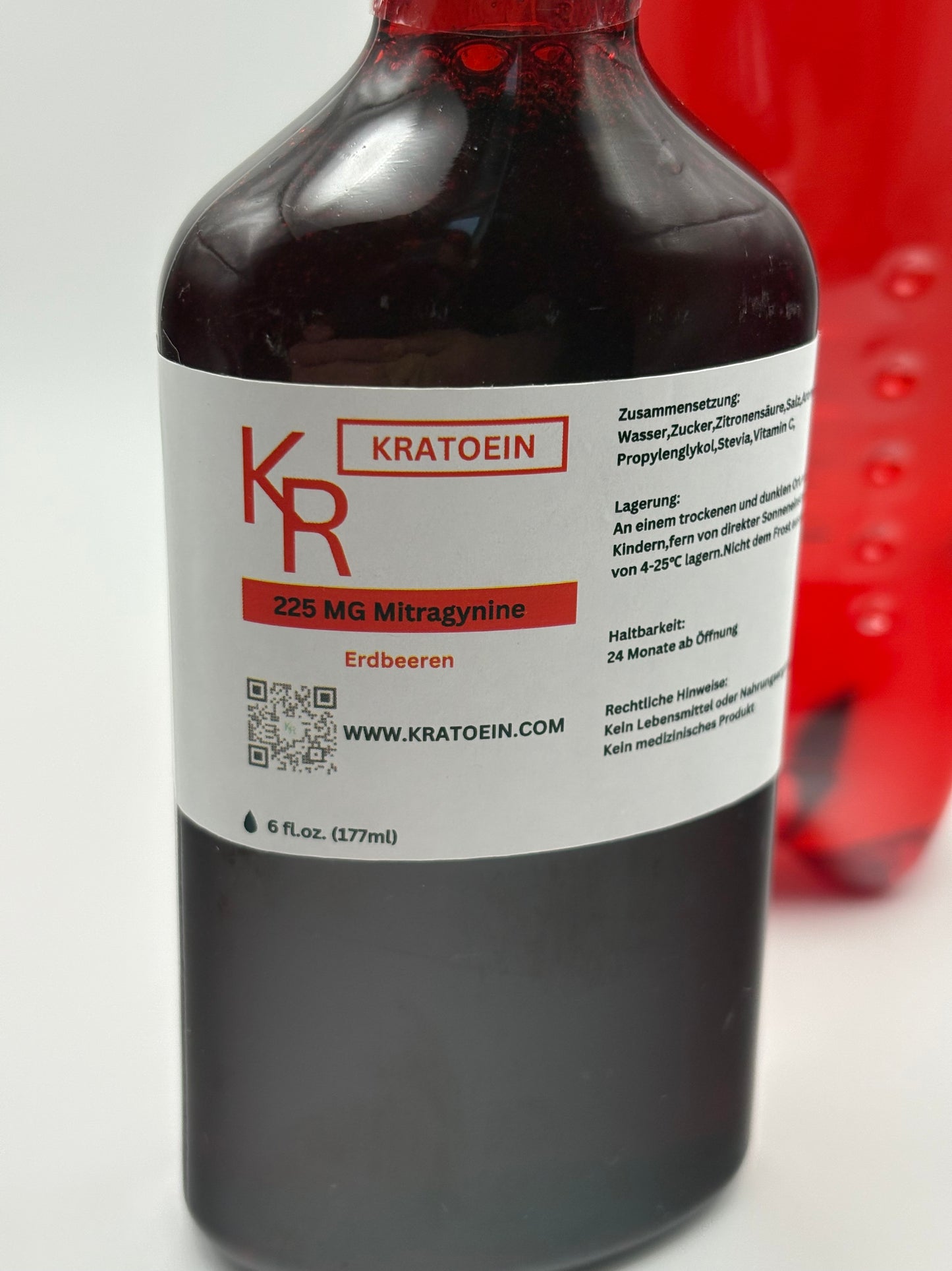 Erdbeer Kratoein-Sirup Etikett links