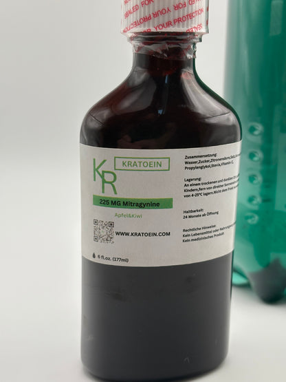 Apfel & Kiwi Kratoein-Sirup Etikett links