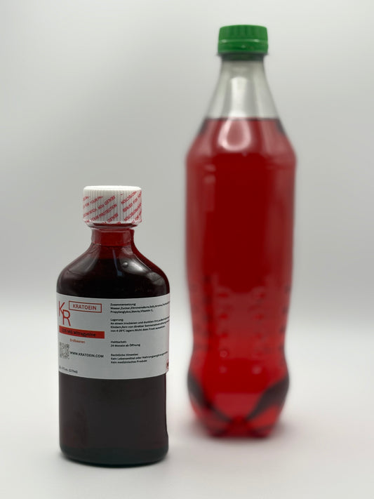 Erdbeer Kratoein-Sirup Vorderseite